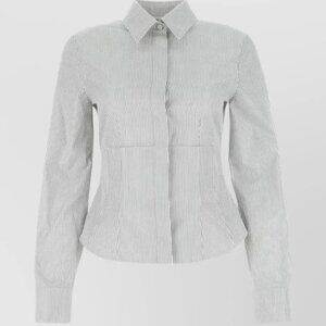 FENDI Pinstripe Corset Cotton Button-Up Shirt